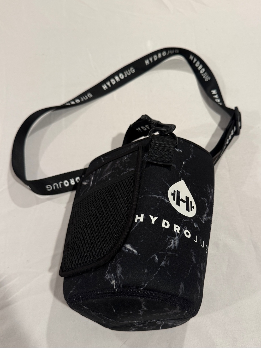 HydroJug Black Marble 73 / 64 oz Bottle Sling with Logo Strap Gym Fitness